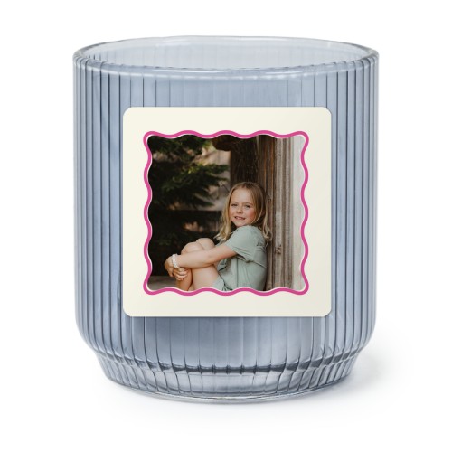 Personalised Blue Glass Tealight Holder with Square Stickers – Set of 6