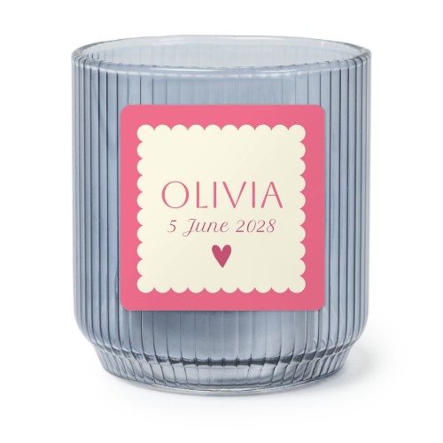 Personalised Blue Glass Tealight Holder with Square Stickers – Set of 6