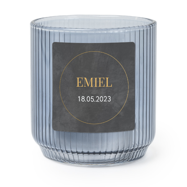 Personalised Blue Glass Tealight Holder with Square Stickers – Set of 6