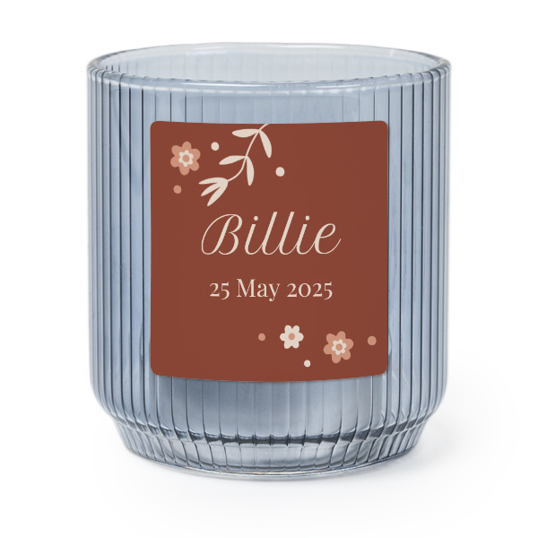 Värmeljushållare i blått glas med fyrkantiga klistermärken – 6 st