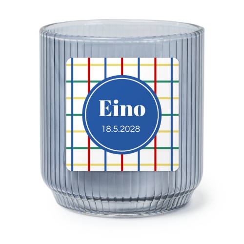 Kynttilälyhty sinisestä lasista neliskulmaisilla tarroilla – 6 kpl