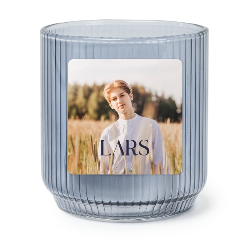 Windlichter blau mit Aufkleber Quadratisch - 6 Stk. 