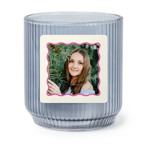 Fyrfadsholder i blåt glas med firkantede klistermærker – 6 stk