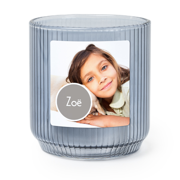 Photophore en verre bleu avec autocollant carré - Lot de 6