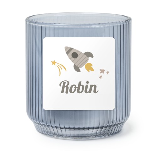 Waxinelichthouder blauw met vierkante sticker - set van 6