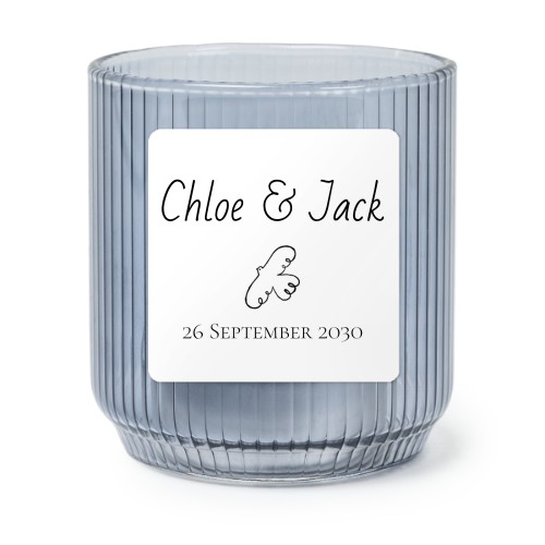 Photophore en verre bleu avec autocollant carré - Lot de 6