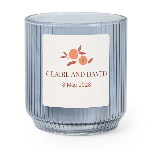 Personalised Blue Glass Tealight Holder with Square Stickers – Set of 6