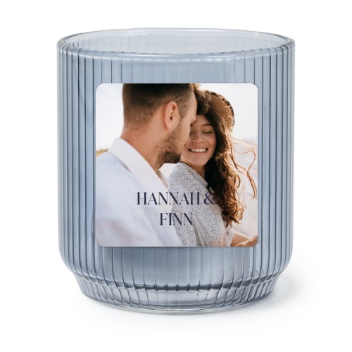 Theelichthouder blauw met vierkante sticker - set van 6