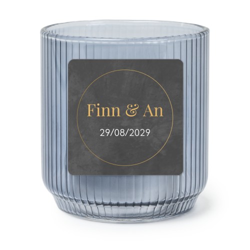 Värmeljushållare i blått glas med fyrkantiga klistermärken – 6 st