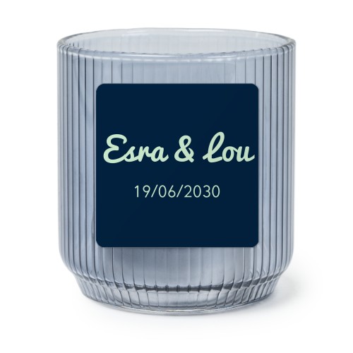 Värmeljushållare i blått glas med fyrkantiga klistermärken – 6 st