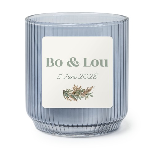 Theelichthouder blauw met vierkante sticker - set van 6