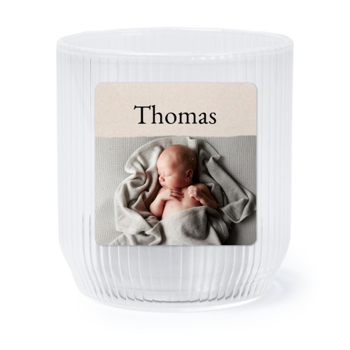 Personalised Clear Glass Tealight Holder with Square Stickers – Set of 6