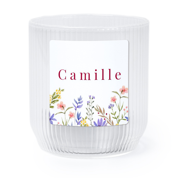 Personalised Clear Glass Tealight Holder with Square Stickers – Set of 6