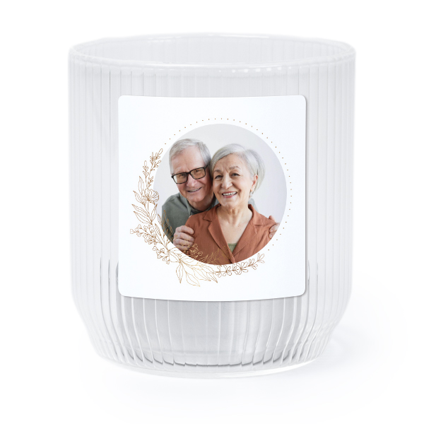 Photophore en verre transparent avec autocollant carré - Lot de 6 Photophore en verre transparent avec autocollant carré - Lot de 6