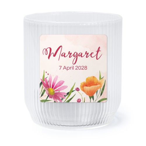 Lysholder i glass med firkantede klistermerker - 6 stk