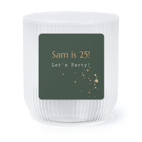 Personalised Clear Glass Tealight Holder with Square Stickers – Set of 6