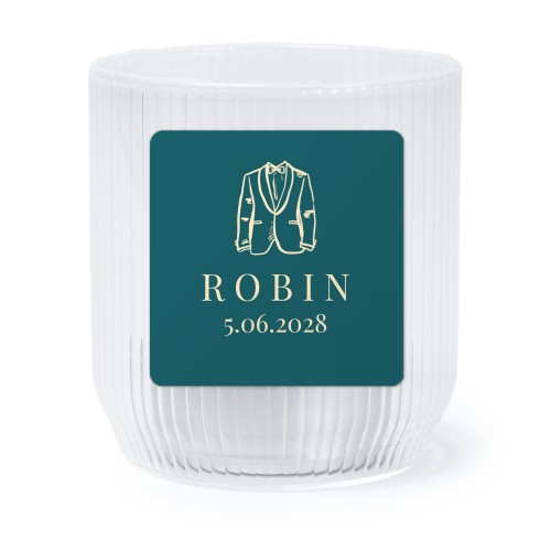 Personalised Clear Glass Tealight Holder with Square Stickers – Set of 6