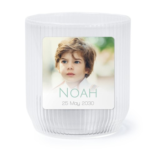 Personalised Clear Glass Tealight Holder with Square Stickers – Set of 6