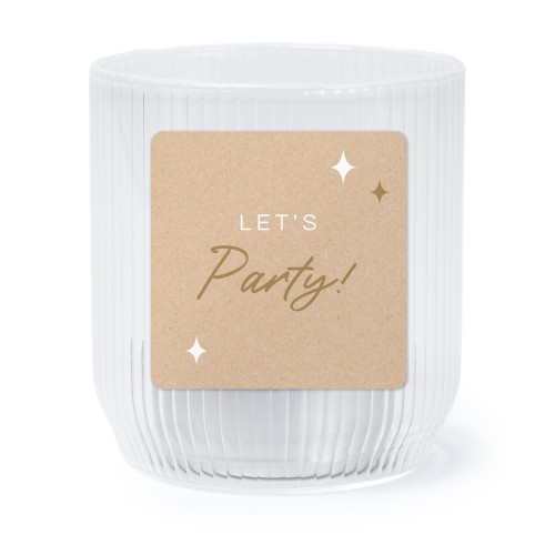 Photophore en verre transparent avec autocollant carré - Lot de 6