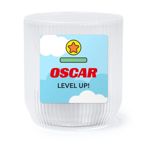 Personalised Clear Glass Tealight Holder with Square Stickers – Set of 6