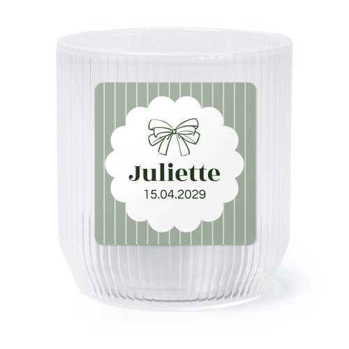 Personalised Clear Glass Tealight Holder with Square Stickers – Set of 6