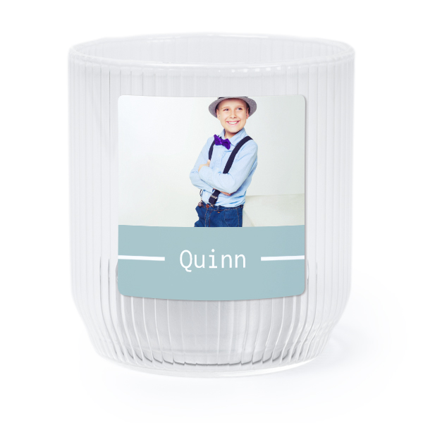 Theelichthouder doorzichtig met vierkante sticker - set van 6 Theelichthouder doorzichtig met vierkante sticker - set van 6