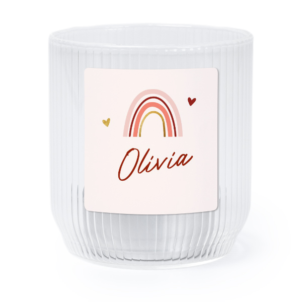 Personalised Clear Glass Tealight Holder with Square Stickers – Set of 6