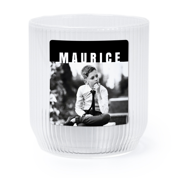 Personalised Clear Glass Tealight Holder with Square Stickers – Set of 6