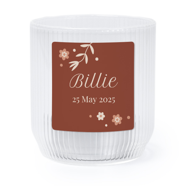 Personalised Clear Glass Tealight Holder with Square Stickers – Set of 6
