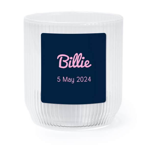 Personalised Clear Glass Tealight Holder with Square Stickers – Set of 6
