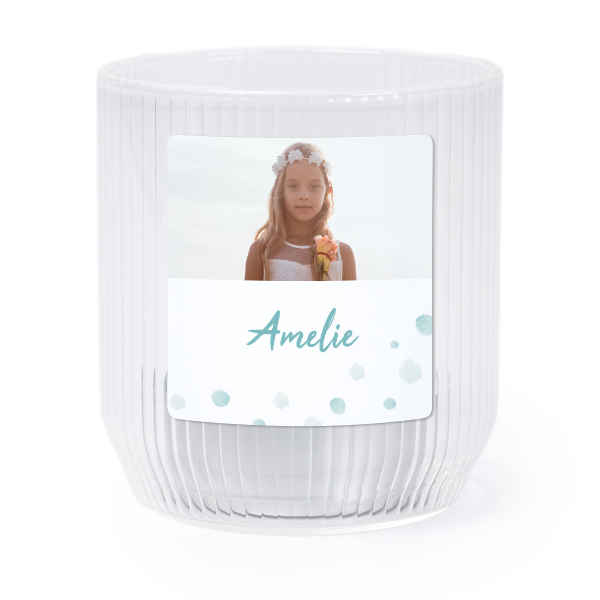 Personalised Clear Glass Tealight Holder with Square Stickers – Set of 6
