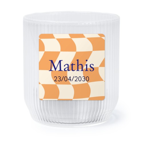 "Fyrfadsholder i glas med firkantede klistermærker – 6 stk