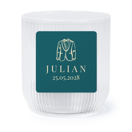 Lysholder i glass med firkantede klistermerker - 6 stk Lysholder i glass med firkantede klistermerker - 6 stk