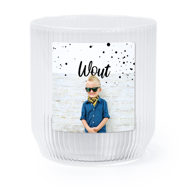 Waxinelichthouder doorzichtig met vierkante sticker - set van 6