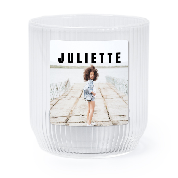 Personalised Clear Glass Tealight Holder with Square Stickers – Set of 6