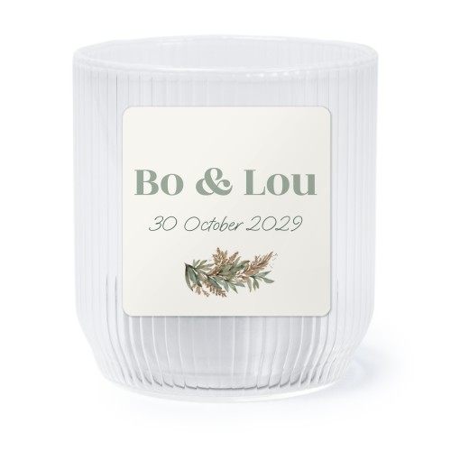Personalised Clear Glass Tealight Holder with Square Stickers – Set of 6
