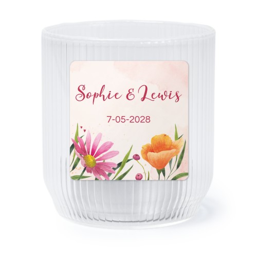 Personalised Clear Glass Tealight Holder with Square Stickers – Set of 6