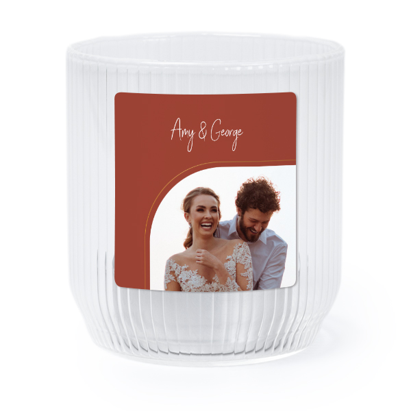 Photophore en verre transparent avec autocollant carré - Lot de 6 Photophore en verre transparent avec autocollant carré - Lot de 6
