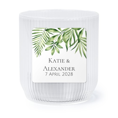 Personalised Clear Glass Tealight Holder with Square Stickers – Set of 6