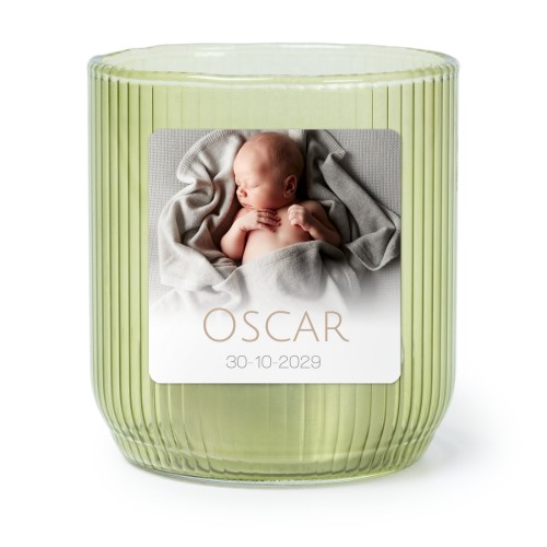 Lysholder i glass grønn med firkantede klistermerker - 6 stk