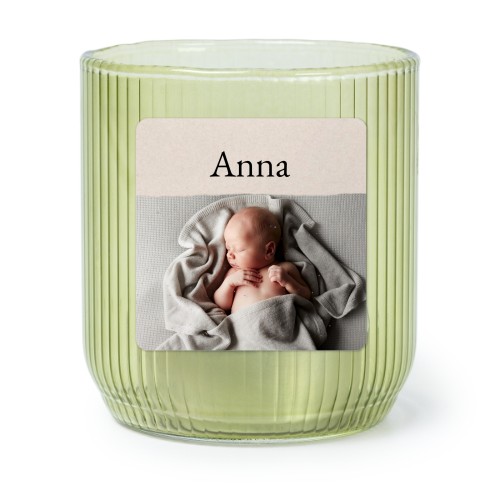 Photophore en verre vert avec autocollant carré - Lot de 6