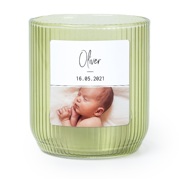 Värmeljushållare i grönt glas med fyrkantiga klistermärken - 6 st