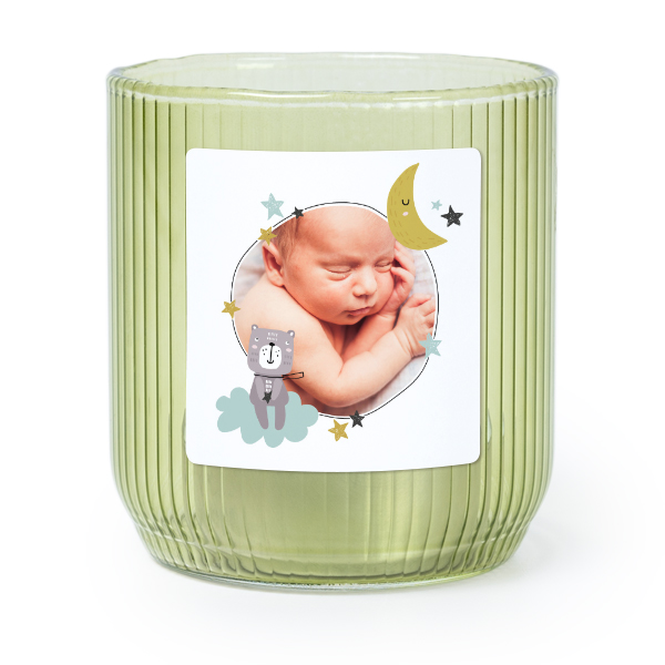 Theelichthouder groen met vierkante sticker - set van 6