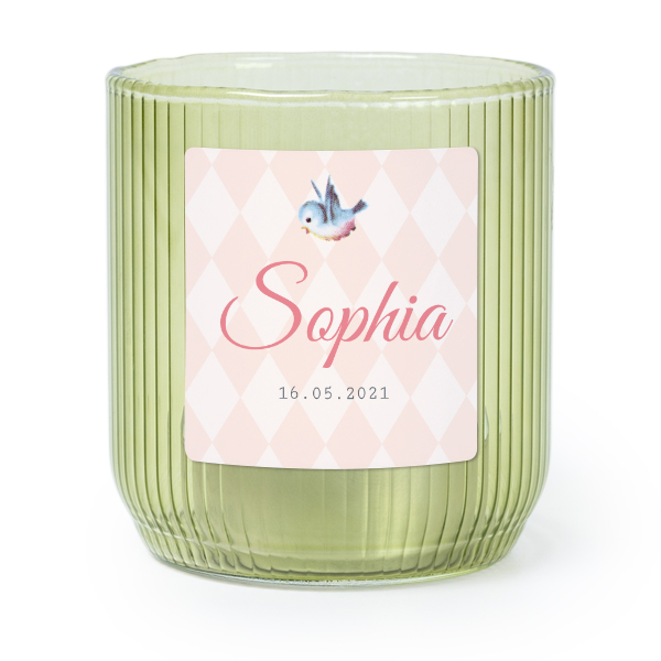 Värmeljushållare i grönt glas med fyrkantiga klistermärken - 6 st