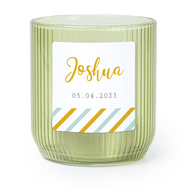 Lysholder i glass grønn med firkantede klistermerker - 6 stk