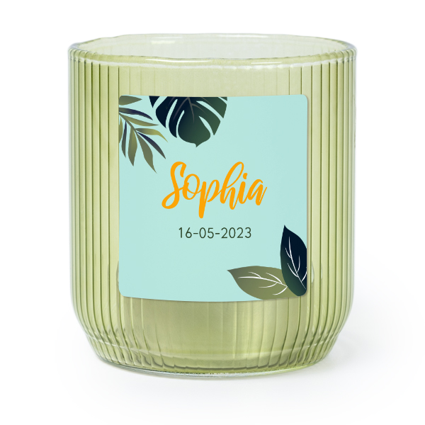 Värmeljushållare i grönt glas med fyrkantiga klistermärken - 6 st