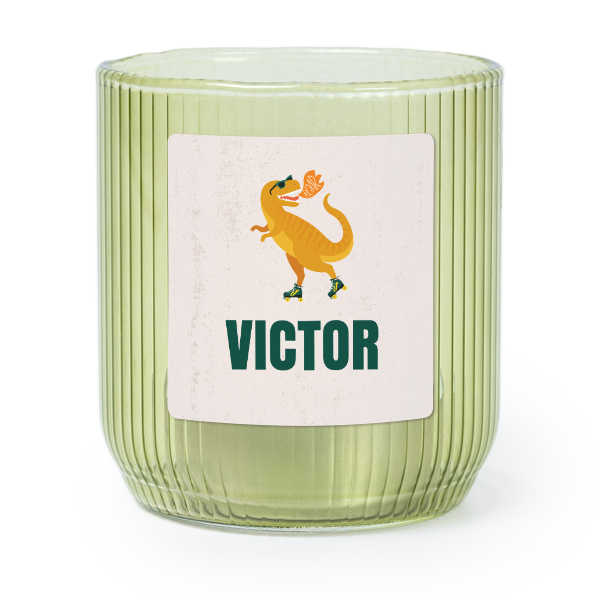 Photophore en verre vert avec autocollant carré - Lot de 6 Photophore en verre vert avec autocollant carré - Lot de 6