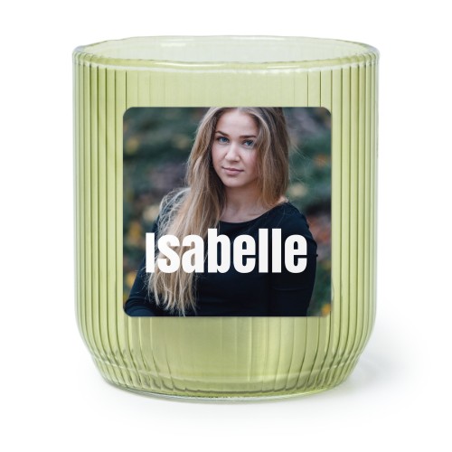 Photophore en verre vert avec autocollant carré - Lot de 6 Photophore en verre vert avec autocollant carré - Lot de 6