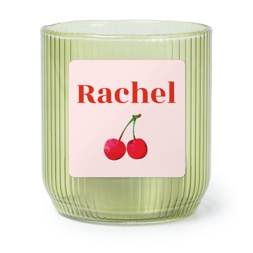 Personalised Green Glass Tealight Holder with Square Stickers – Set of 6