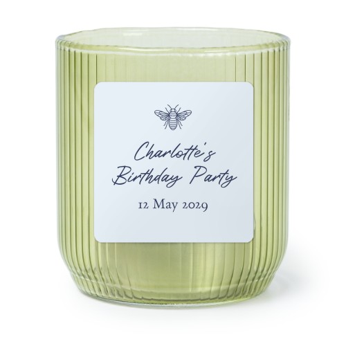 Photophore en verre vert avec autocollant carré - Lot de 6